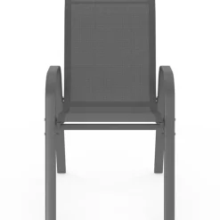 Salon de jardin MADRID table carrée 130 CM et 8 chaises empilables gris anthracite