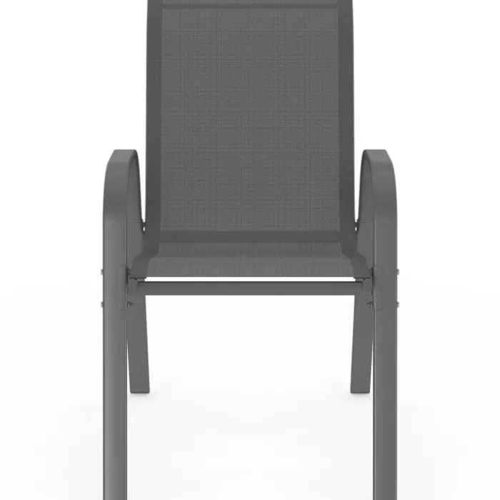 Salon de jardin MADRID table carrée 130 CM et 8 chaises empilables gris anthracite