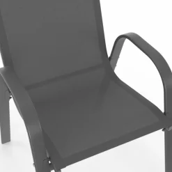 Salon de jardin MADRID table carrée 130 CM et 8 chaises empilables gris anthracite