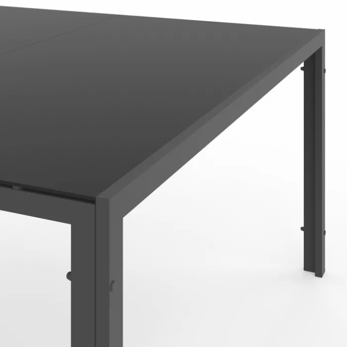 Salon de jardin MADRID table carrée 130 CM et 8 chaises empilables gris anthracite