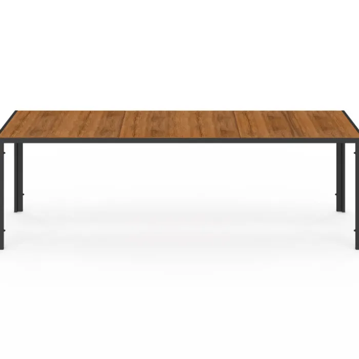 Salon de jardin noir et bois table de jardin 240 cm avec 10 chaises empilables