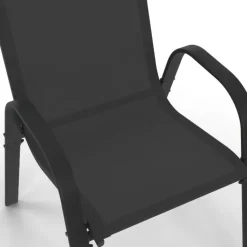 Salon de jardin noir table 190 cm et 8 chaises empilables