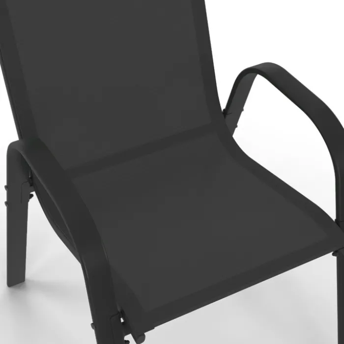 Salon de jardin noir table 190 cm et 8 chaises empilables