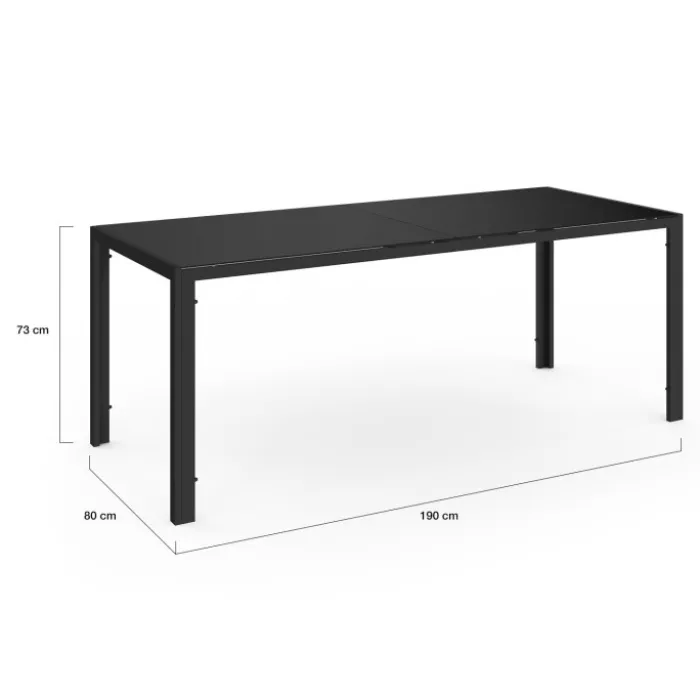 Salon de jardin noir table 190 cm et 8 chaises empilables