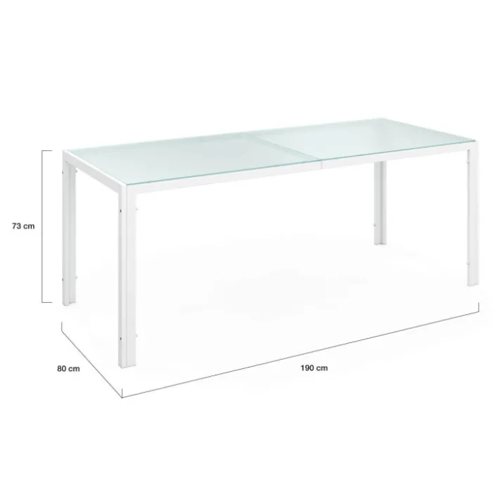 Salon de jardin table 190 cm et 8 chaises empilables blanc et gris