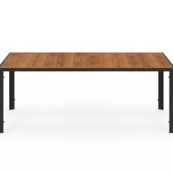 Salon de jardin table 190 cm et 8 chaises cordage et textilène noir et rotin clair