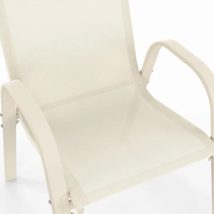 Salon de jardin table 190 CM et 8 chaises empilables beige
