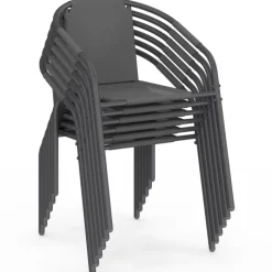 Salon de jardin table 190 CM et 8 chaises empilables gris anthracite