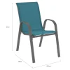 Salon de jardin table 190 cm et 8 chaises empilables bleu canard