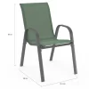 Salon de jardin vert olive avec table 190 cm et 8 chaises empilables