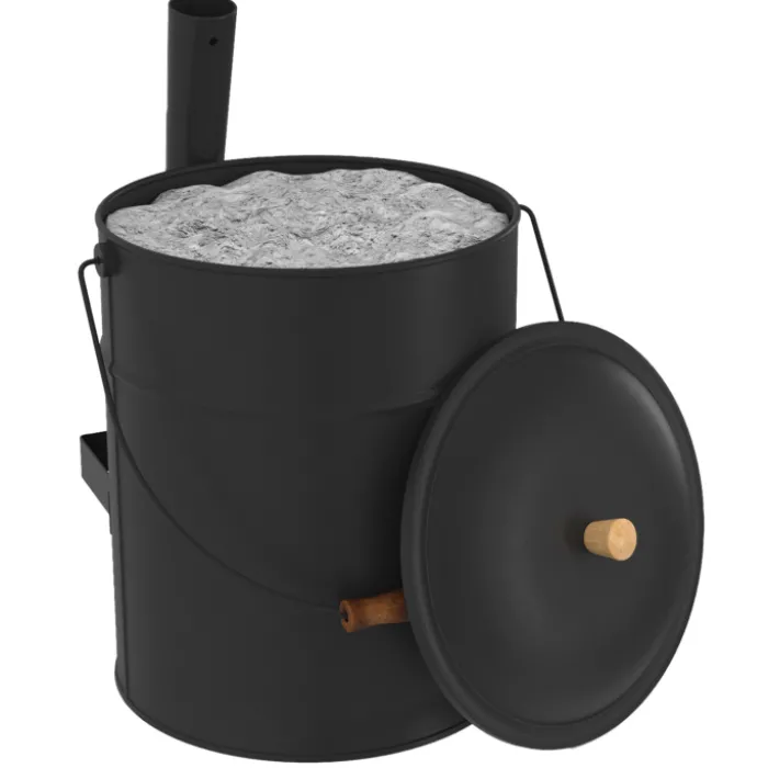 Seau à cendres avec couvercle et pelle : 15 litres
