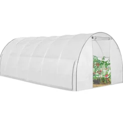 Serre de jardin blanche 18 m² avec 2 côtés relevables 6x3x2m