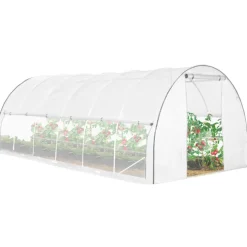 Serre de jardin blanche 18 m² avec 2 côtés relevables 6x3x2m