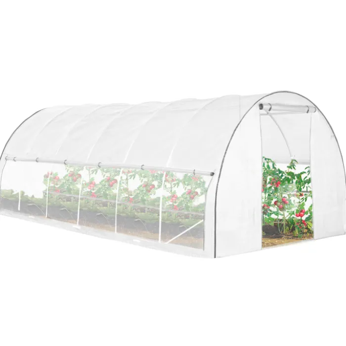 Serre de jardin blanche 18 m² avec 2 côtés relevables 6x3x2m