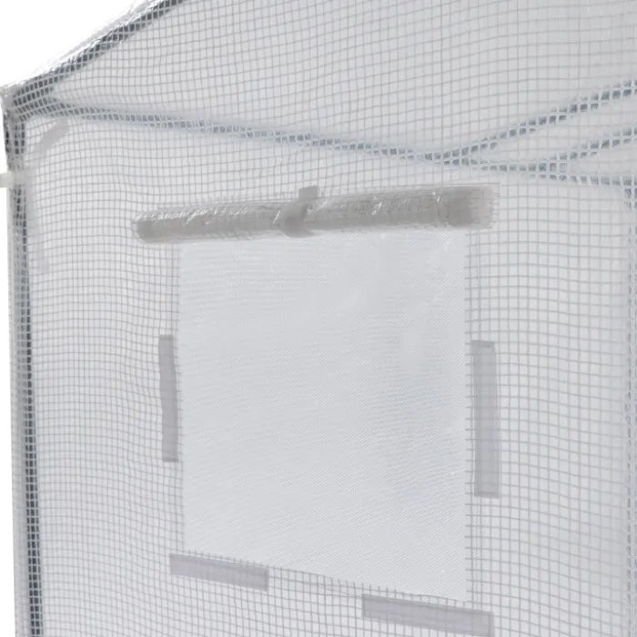 Serre de jardin blanche avec porte et fenêtres relevables