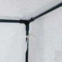 Serre de jardin blanche avec porte et fenêtres relevables