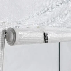 Serre de jardin blanche avec porte et fenêtres relevables