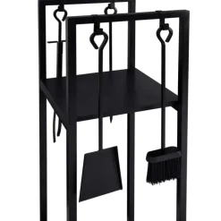 Serviteur range bûche intérieur en acier noir