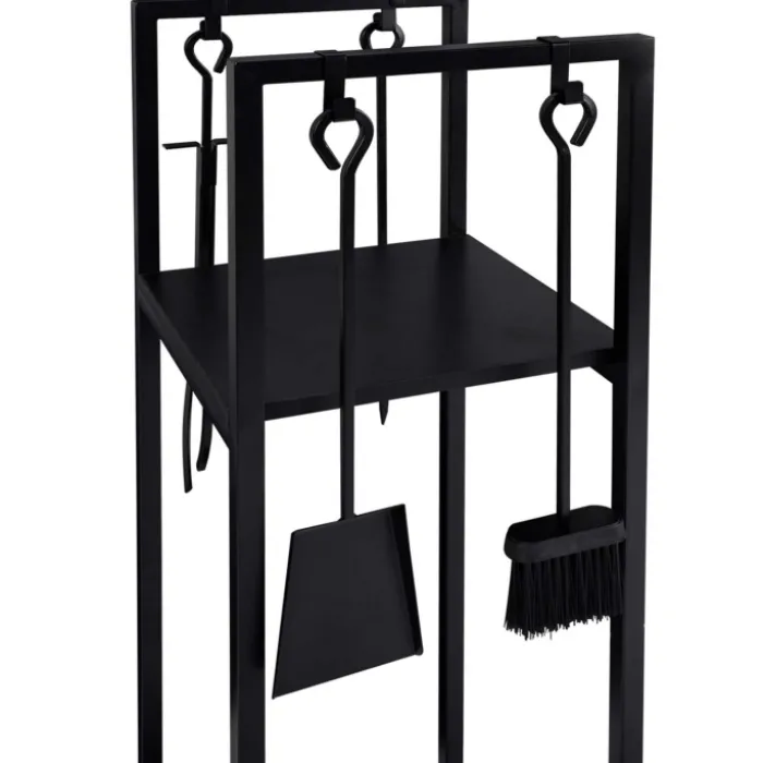 Serviteur range bûche intérieur en acier noir