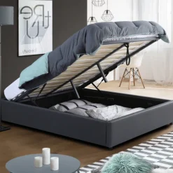 Sommier coffre de rangement 160x200 cm gris