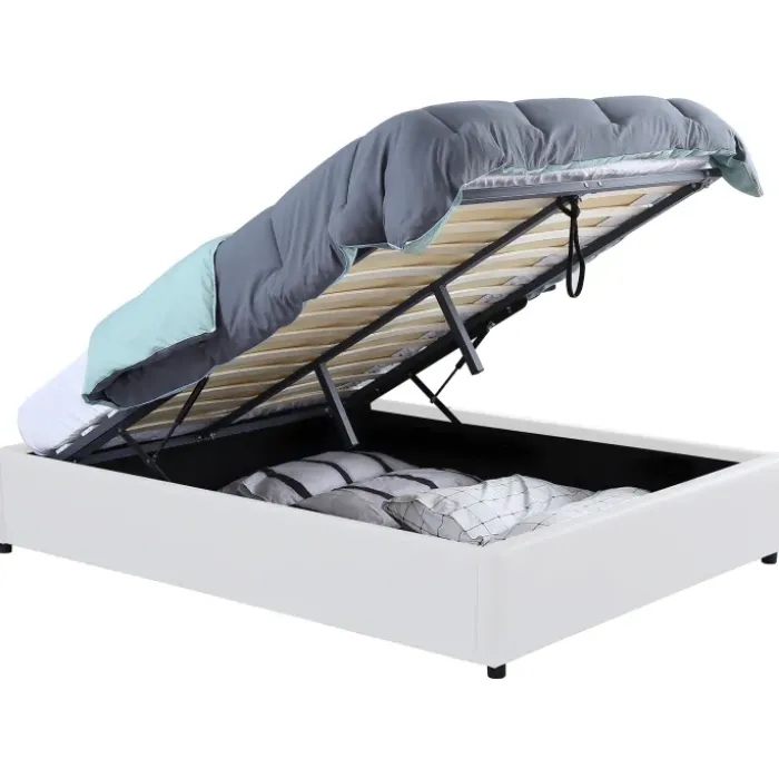Sommier coffre de rangement 140x190 cm blanc