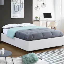 Sommier coffre de rangement 140x190 cm blanc