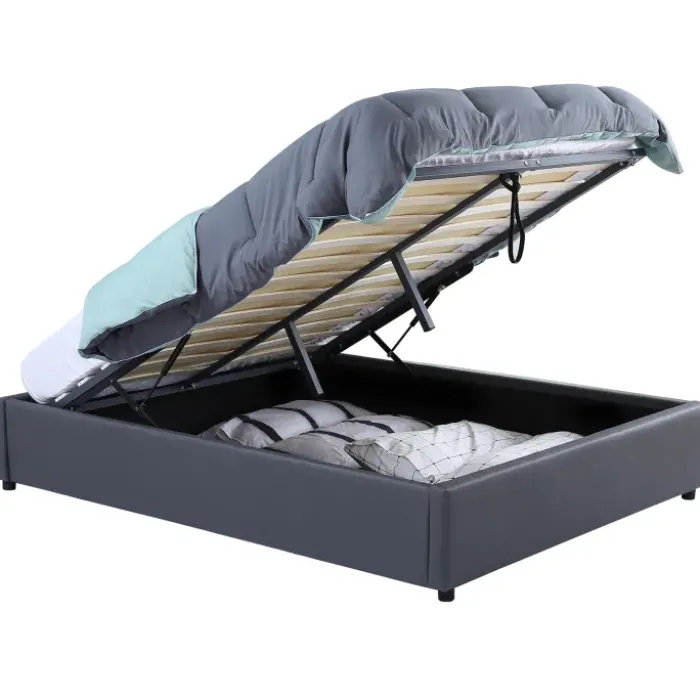 Sommier coffre de rangement 140x190 cm gris