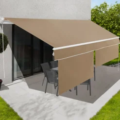 Store banne manuel 4x3 m taupe avec lambrequin de 150 cm