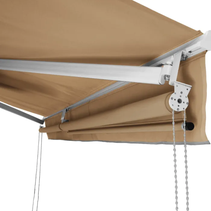 Store banne manuel 4x3 m taupe avec lambrequin de 150 cm