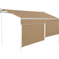 Store banne manuel 4x3 m taupe avec lambrequin de 150 cm