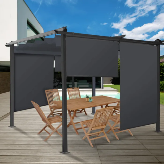 Store enrouleur vertical gris pour pergola