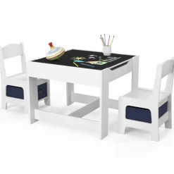 Table à dessin pour enfant avec 2 chaises et bacs de rangement