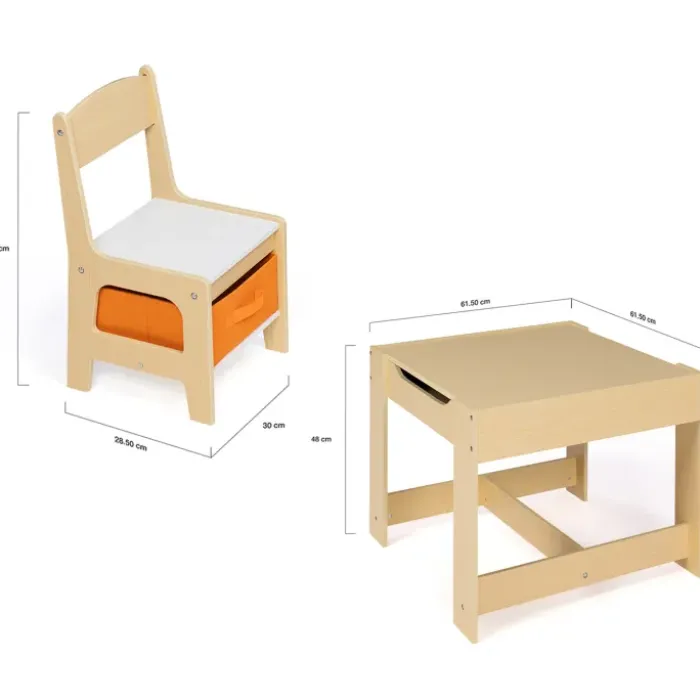 Table à dessin réversible pour enfant avec 2 chaises et bacs de rangement