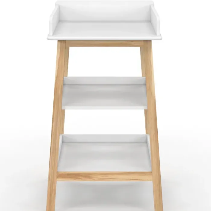 Table à langer avec 2 étagères façon hêtre et blanc