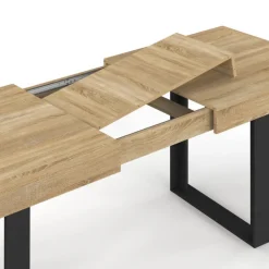 Table à manger 4 à 8 personnes bois et noir