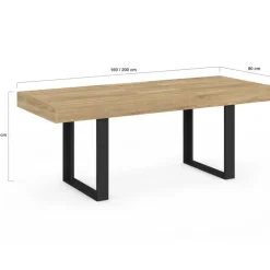Table à manger 4 à 8 personnes bois et noir