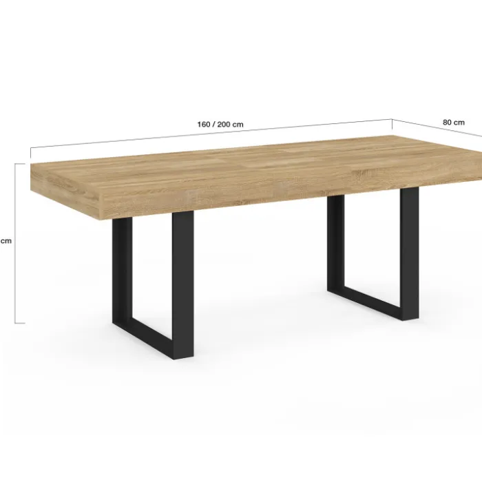 Table à manger 4 à 8 personnes bois et noir