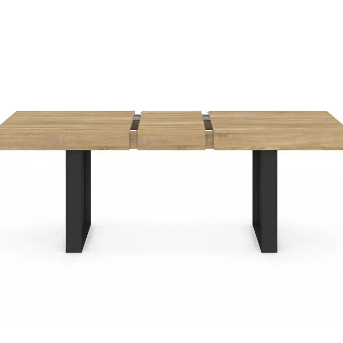 Table à manger 4 à 8 personnes bois et noir