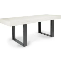 Table à manger 4 à 8 personnes bois gris et pieds gris foncé