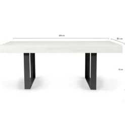 Table à manger 4 à 8 personnes bois gris et pieds gris foncé