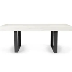 Table à manger 4 à 8 personnes bois gris et pieds gris foncé