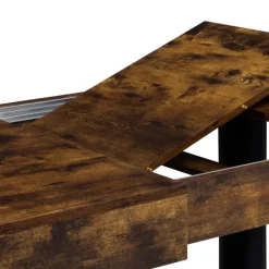 Table à manger 4 à 8 personnes bois effet vieilli et pieds noirs