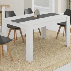 Table à manger 6 personnes blanche et grise