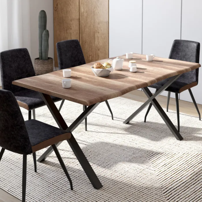 Table à manger 6 personnes avec pieds en forme de X