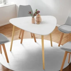 Table à manger 4 personnes plateau blanc