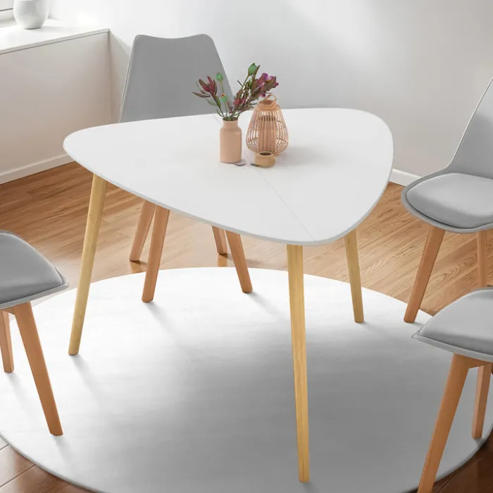 Table à manger 4 personnes plateau blanc