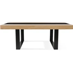 Table à manger 10 personnes en bois avec bande centrale noire