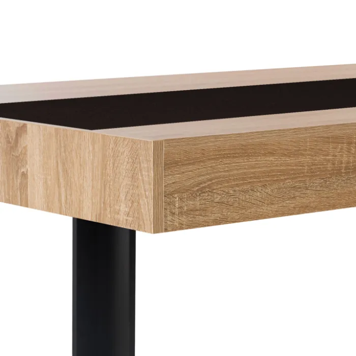 Table à manger 10 personnes en bois avec bande centrale noire