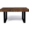 Table à manger 6 personnes bois effet vieilli et noir