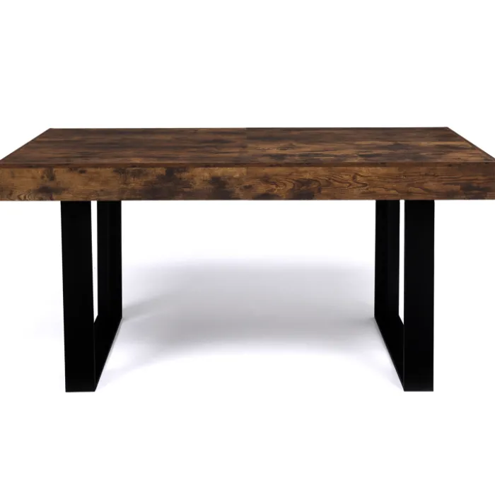 Table à manger 6 personnes bois effet vieilli et noir